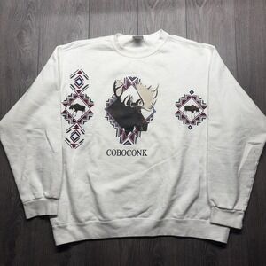Vintage Coboconk Nature Moose Sweatshirt Heavy Weight White 2xl xxl 1990s
